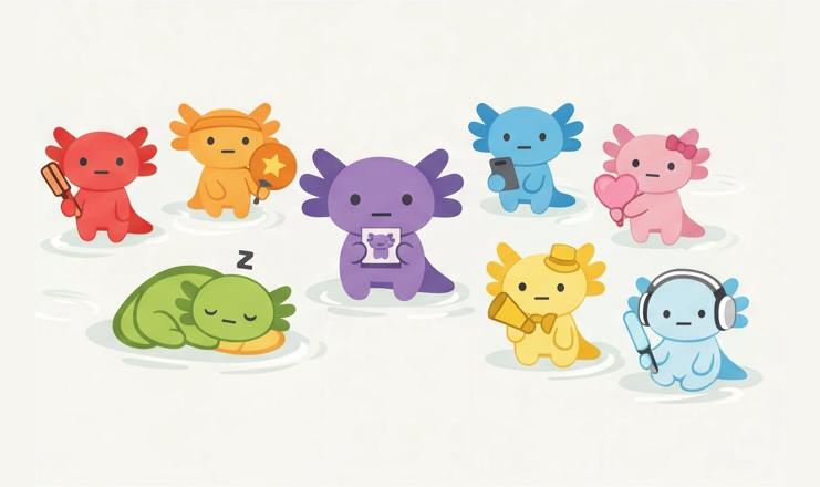 8色のウパたち